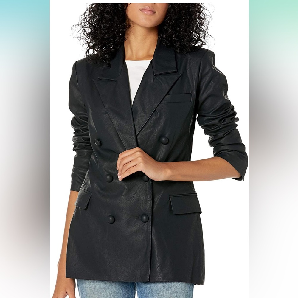 Blank NYC Faux Leather Double Breasted Blazer XS
